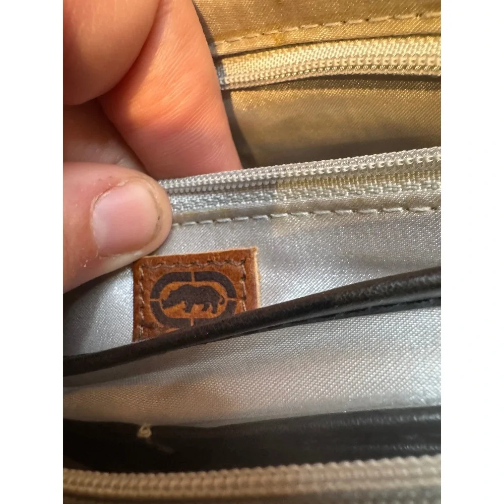 Ecko Unltd Wallet Lot 2pc Black White Perforated Rhino Logo‎ Wristlet Zip Around